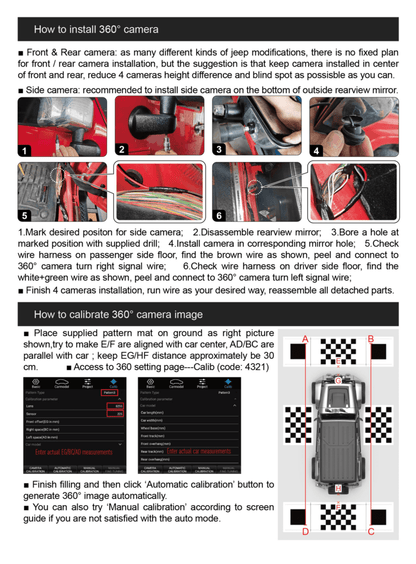 Carobotor 360° surround view camera system for jeep wrangler JL & Gladiator 2018 - 2024