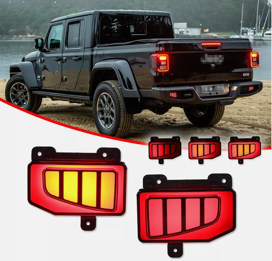 LED Rear Bumper Reflector Brake Tail Light For Jeep Gladiator 2018 - 2024