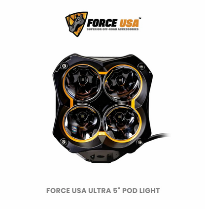 FORCE USA ULTRA 5″ POD LIGHT FOR A BRIGHT, CLEAR LIGHT BEAM