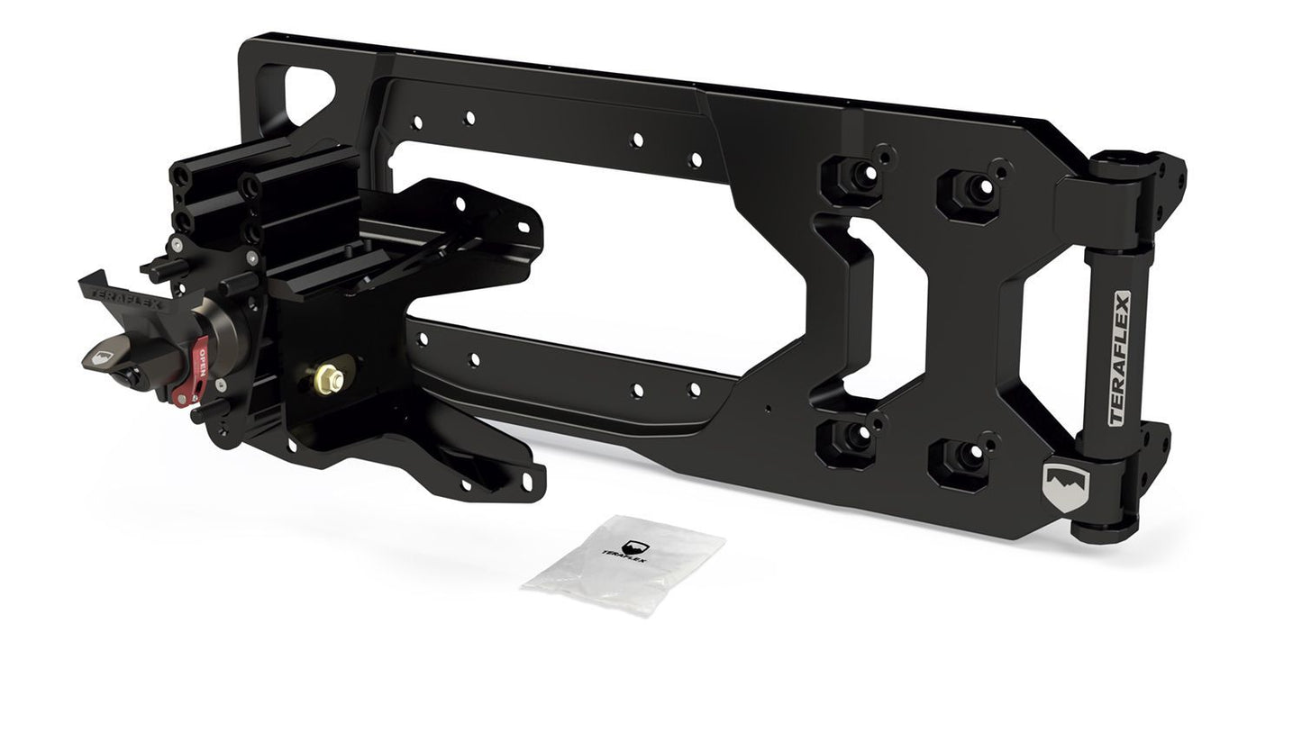 (TERAFLEX) JEEP JL / JLU : Alpha HD Hinged Spare Tire Carrier & Adjustable Spare Tire Mount Kit (5×5”)