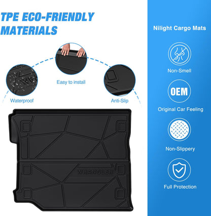 Car Cargo Liner Trunk Mats Boot Tray Carpet Interior Accessories For JEEP Wrangler JL 2018 - 2024