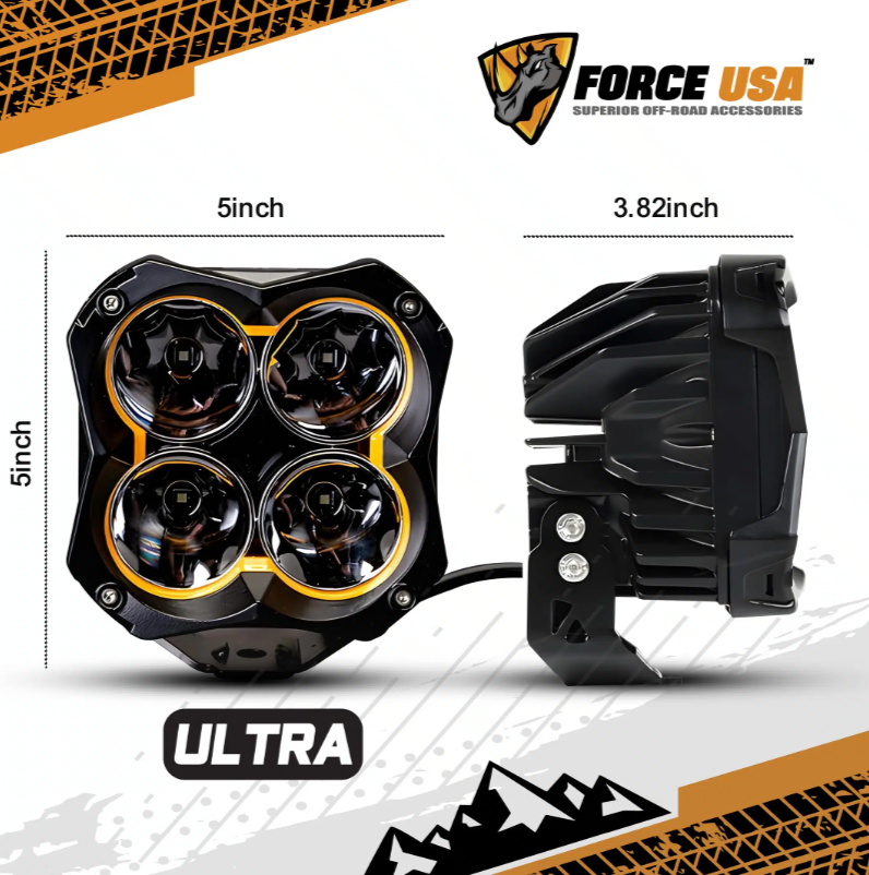 FORCE USA ULTRA 5″ POD LIGHT FOR A BRIGHT, CLEAR LIGHT BEAM