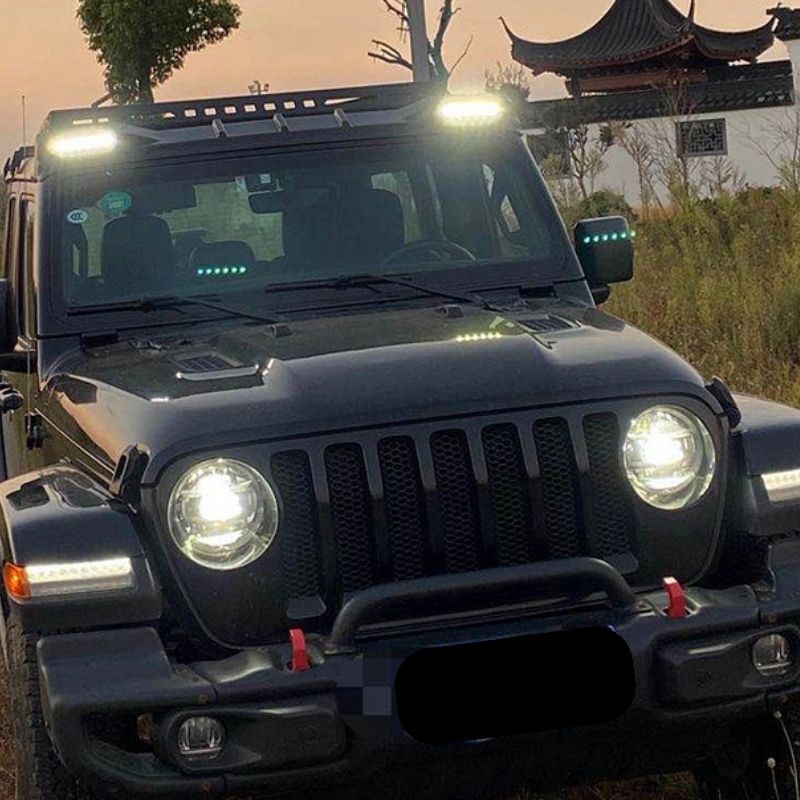 Front Spoiler With LED Lights For Jeep Wrangler  JL 2018 - 2024